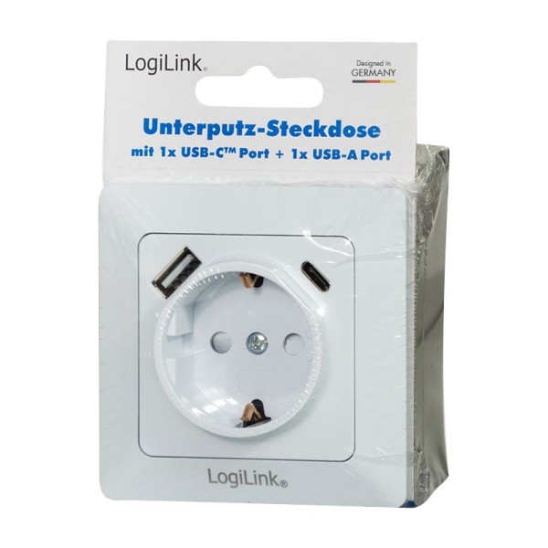 Unterputz Steckdose mit USB-A und USB-C PD Anschluss Schutzkontakt Schnellladen