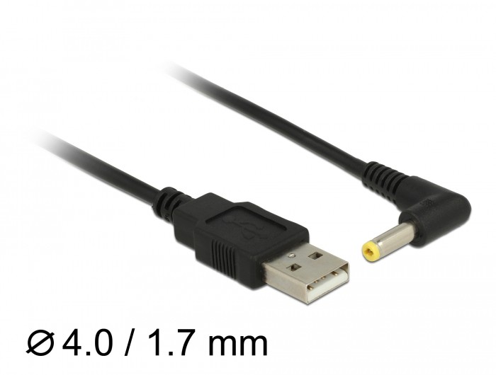 1,5m USB Stromkabel USB Kabel Power an DC 4,0 x 1,7 mm Stecker 90° gewinkelt