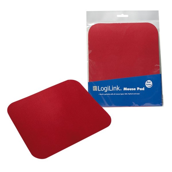 LogiLink Mauspad für Laser Optisch Kugel Mouse Maus Pad 220 x 250 x 3 mm Rot