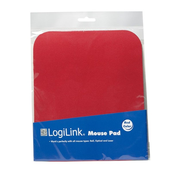 LogiLink Mauspad für Laser Optisch Kugel Mouse Maus Pad 220 x 250 x 3 mm Rot